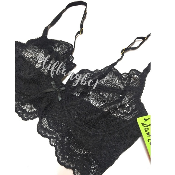 Sam Edelman Lurex Lace Longline Bra Black - Picture 3 of 16